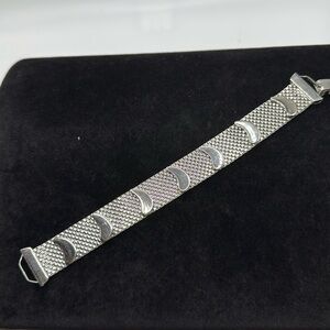 Vintage Crescent Moon Mesh Bracelet 7.5” Wide Statement Bracelet Celestial
